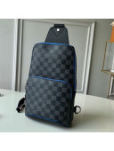 Louis Vuitton Men's Avenue Damier Graphite Canvas Sling Shoulder Bag N40008 Blue 2019