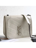 Saint Laurent Niki Chain Wallet WOC in Crinkled Vintage Leather 583103 White 2019