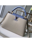 Louis Vuitton Capucines BB with Snakeskin Top Handle Bag Light Grey/Blue 2020