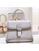 Delvaux Brillant MM Rodéo Grainy Calfskin Bag With Chian White 2020