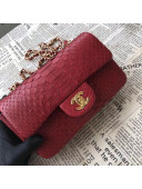 Chanel Python Leather and Deerskin Small Flap Bag 1116 Burgundy