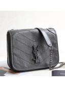 Saint Laurent Niki Chain Wallet WOC in Crinkled Vintage Leather 583103 Dark Grey 2019