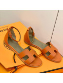 Hermes Santorini Sandal in Grainy Epsom Calfskin Orange 02 2021(Handmand)