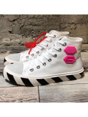 Off-White Cotton Canvas Striped High-Heel Sneakers White 2019 (For Women and Men)