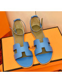 Hermes Santorini Sandal in Grainy Epsom Calfskin Blue 04 2021(Handmand)