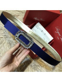 Roger Vivier Silk and Lambskin Belt 30 with Square Buckle Blue 2019