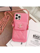 Chanel Leather Pouch iPhone Case Pink 2021