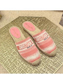 Dior Granville Espadrille Mules in Pink D-Stripes Embroidered Cotton 2021