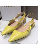 Dior J'Adior Slingback Ballerinas Flats in Yellow Patent Calfskin 2021