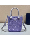 Prada Small Crystal-Studded Satin Tote bag 1BA331 Purple 2021