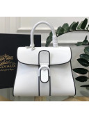 Delvaux Brillant MM Top Handle Bag in Box Calf Leather White/Black Trim 2020