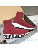 Balenciaga Speed Knit Sock Graffiti Sole Boot Sneaker Burgundy/Black 2020 ( For Women and Men)