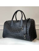 Bottega Veneta Medium Intreccio Leather Duffle Travel Bag 630251 Black 2021