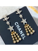 Chanel Crystal Star Tassel Earrings Silver/Gold 2020