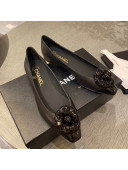 Chanel Leather Camellia Bloom Ballerinas Black 2021 112234