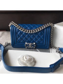 Chanel Small Metallic Crumpled Waxy Calfskin Boy Flap Bag Blue 2018