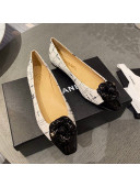 Chanel Tweed Camellia Bloom Ballerinas White/Black 2021 112235