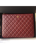 Chanel Grained Leather Clutch Bag 33cm Burgundy 2019