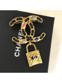 Chanel Leather Chain CC Lock Brooch AB3085 2019