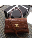 Chanel Crocodile Embossed Leather Flap Top Handle Bag A93050 Cofffee 2019