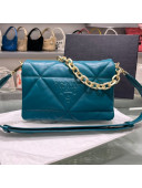 Prada Padded Nappa Leather Shoulder Bag 1BD306 Peacock Blue 2021