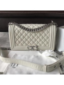 Chanel Medium Metallic Crumpled Waxy Calfskin Boy Flap Bag Ivory 2018