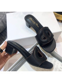 Dior Calfskin D-CLUB Mule Sandals With 4.5cm Heel Black 2020