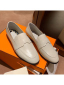 Hermes Ancora Supple Goatskin Loafers with Cut out H White 2021