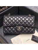 Chanel Quilted Lambskin Medium Classic Flap Bag Black/Silver 2019 （Top Quality）