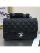 Chanel Quilted Sheepskin Leather Small Classic Flap Bag Black/Silver 2019