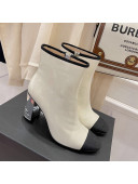 Chanel Patent Leather & Grosgrain Ankle Boots White/Silver 2021 112245