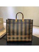 Fendi Striped Fabric Medium Sunshine Shopper Tote Coffee Brown 2020