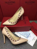 Valentino Rockstud Matte Lambskin Pumps 9.5cm Nude 2021 35