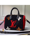 Louis Vuitton LV Teddy Speedy 25 Monogram Wool Top Handle Bag M55422 Black/Red 2019