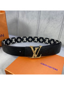 Louis Vuitton Belt 35mm with Gold LV Buckle in Black Monogram Canvas and Damier Calfskin 202001