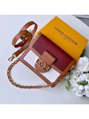 Louis Vuitton Grained Calfskin Dauphine PM Bag M44398 Burgundy/White 2019