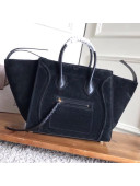 Celine Luggage Phantom Bag In Suede Leather Black