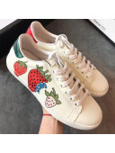 Gucci Ace Sneaker with Gucci Strawberry White 2019(For Women and Men)