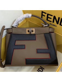 Fendi Oversize Raised FF Peekaboo Mini Top handle Bag Coffee 2019