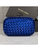 Bottega Veneta Small Silk Woven Knot Clutch with Snakeskin Trim Navy Blue