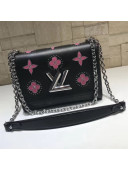 Louis Vuitton Studded Monogram Flowers Twist MM Bag Black Cruise 2019