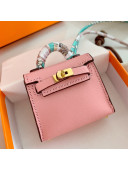 Hermes Kelly Twilly Bag Charm in Pink Calfskin 2021