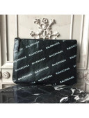 Balen...ga Lambskin Supremarket Clip Medium Pouch Logos Black 2018