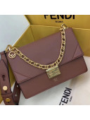 Fendi Kan U Medium Matte Calfskin Embossed Corners Flap Bag Brown 2019