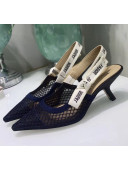 Dior J'Adior Slingback Fishnet Pump With 6.5cm Heel Blue 2020