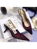 Dior J'Adior Slingback Fishnet Pump With 6.5cm Heel Burgundy 2020