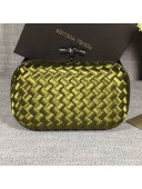 Bottega Veneta Small Silk Woven Knot Clutch with Snakeskin Trim Bright Green