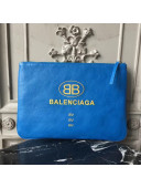 Balen...ga Lambskin Supremarket Clip Medium Pouch BB Blue 2018