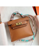 Hermes Kelly Twilly Bag Charm in Brown Calfskin 2021