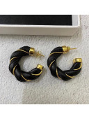 Bottega Veneta Twist Lambskin Small Hoop Earrings Black 2020